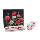 Makové kvety biele -  súprava espresso šálok s podšálkou