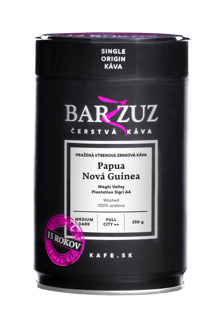 káva Barzzuz Papua - Nová Guinea,  Waghi Valley, Plantation Sigri AA, praná, 250 g