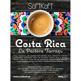 káva zrnková SofiKofi Costa Rica La Pastora Tarrazu 100% Arabika