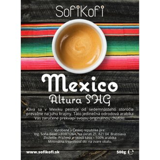 káva zrnková SofiKofi Mexico Altura SHG 100% Arabika