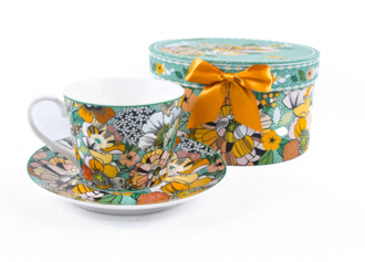 Porcelánová šálka s podšálkou kvety 160ml