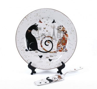 Mačky servírovací tanier s lopatkou