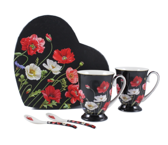 Set šálky na čaj maky čierne 280ml - 2ks