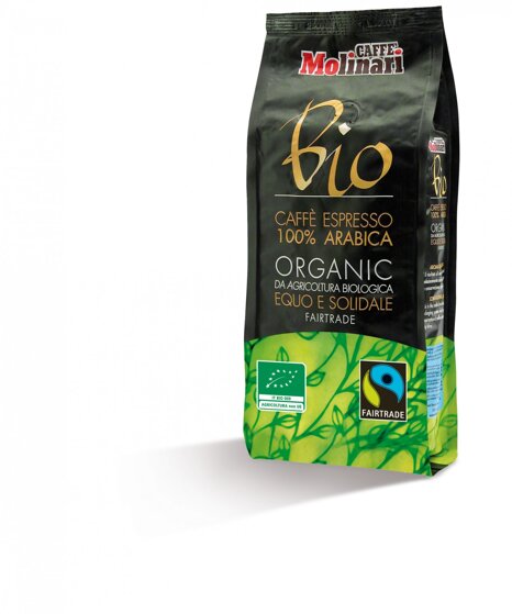 káva Caffé MOLINARI BIO-FAIR TRADE 100% arabica zrnková 500g