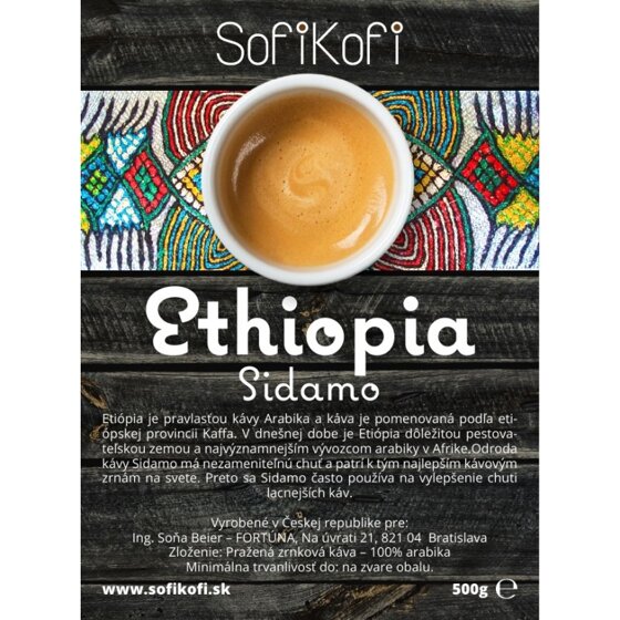 káva zrnková SofiKofi Ethiopia Sidamo 100% Arabika