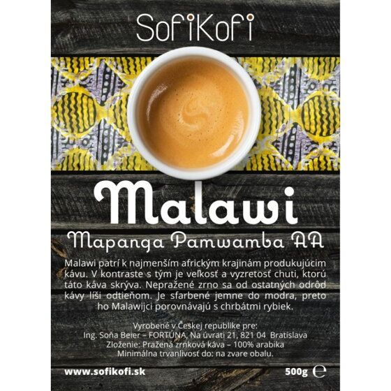 káva zrnková SofiKofi Malawi Mapanga Pamwamba AA 100% Arabika