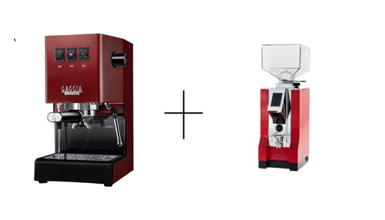set Gaggia Classic New Color Red + Eureka Mignon Speciality Red